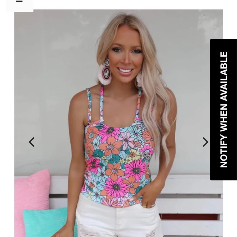 NWT BiBi brand floral crisscross tank from The Lace Cactus Boutique